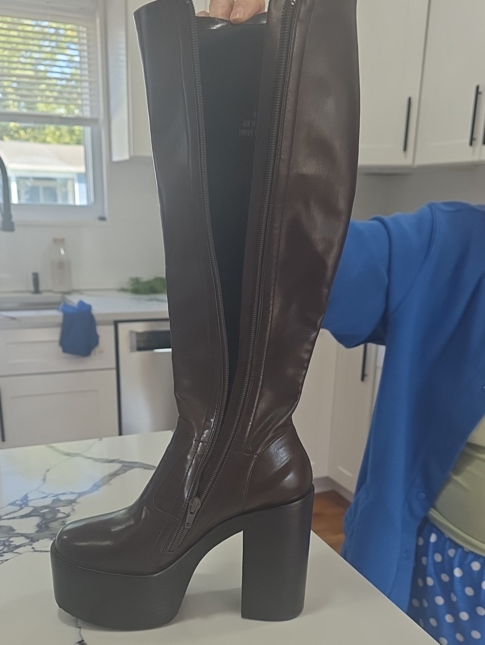 Platform Over-the-Knee Boots in Dark Brown